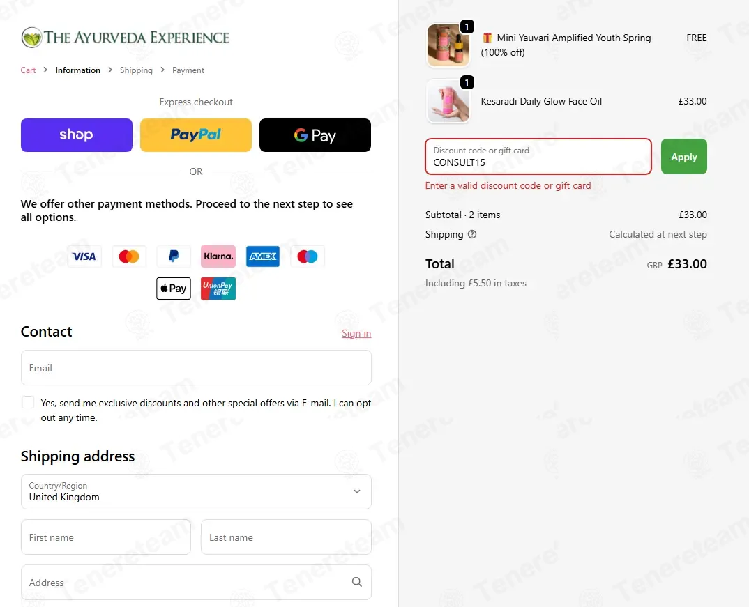 The Ayurveda Experience UK coupon code: 15% off with CONSULT15. Tested and valid as 1 month ago.