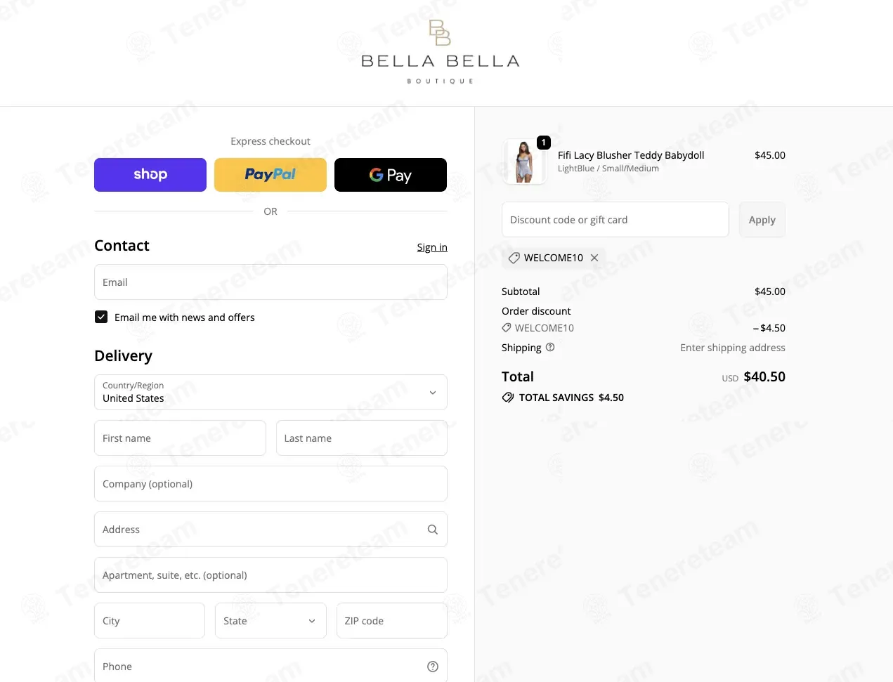 Bella Bella Boutique coupon code: 10% off with WELCOME10. Tested and valid as 1 week ago.