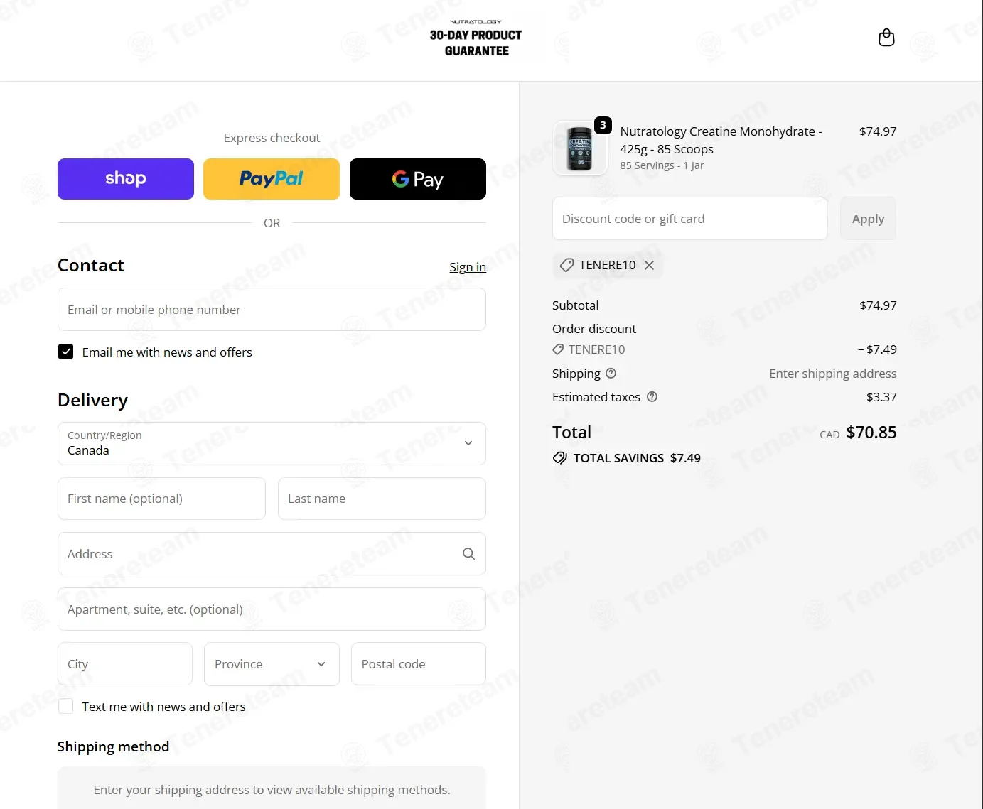 Nutratology coupon code: 10% off with TENERE10. Tested and valid as 1 month ago.