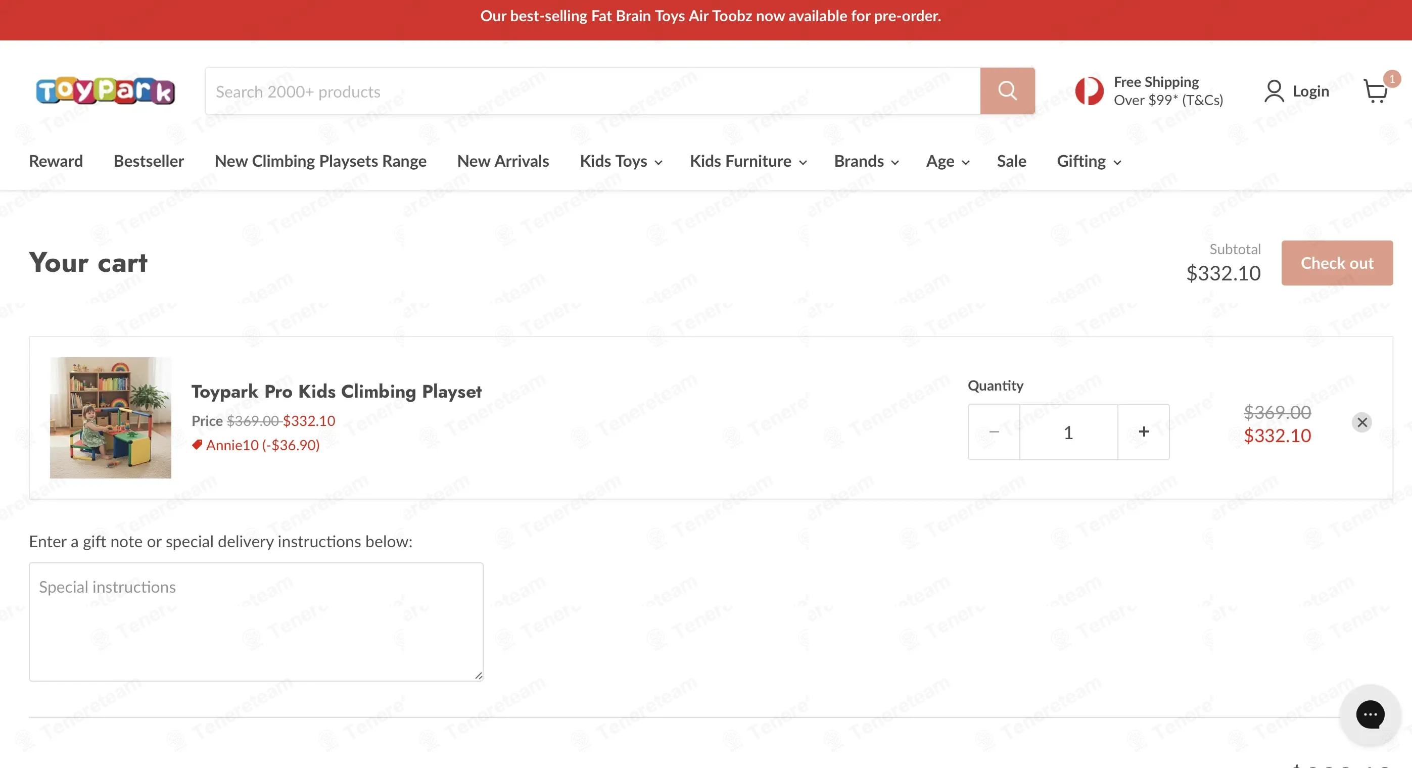 Toy Park Australia coupon code: 10% off with ANNIE10. Tested and valid as 2 months ago.