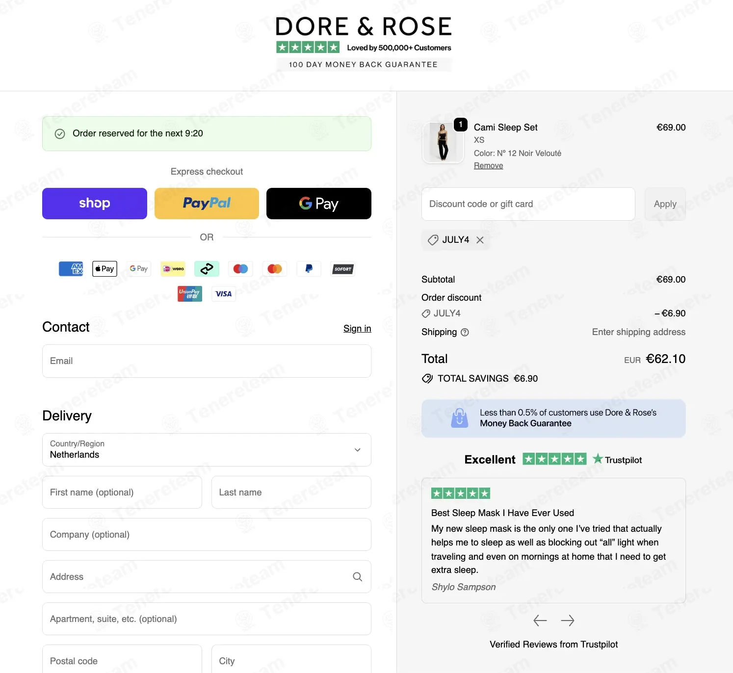 Dore & Rose coupon code: 10% off with JULY4. Tested and valid as 2 months ago.