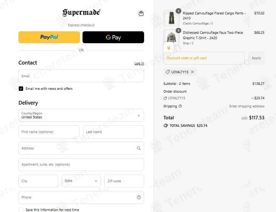 Thesupermade coupon code: 15% off with LOYALTY15. Tested and valid as 11 months ago.