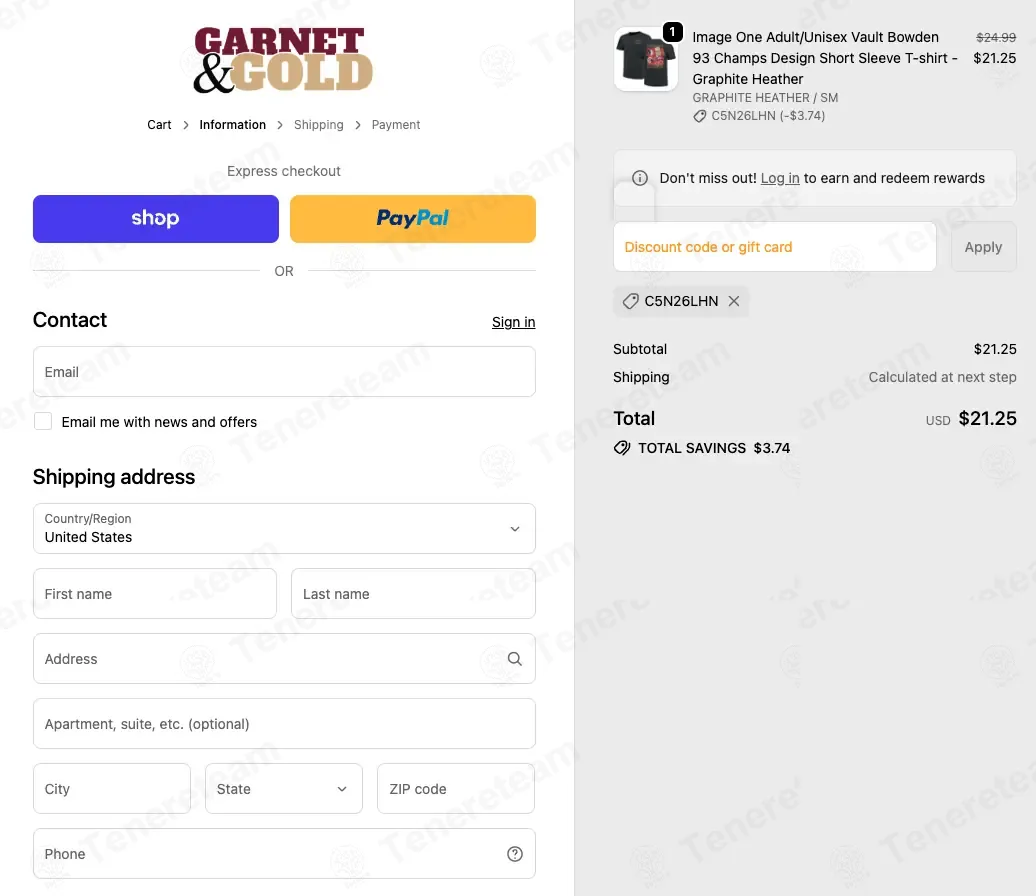 Garnet & Gold coupon code: 15% off with C5N26LHN. Tested and valid as 6 months ago.