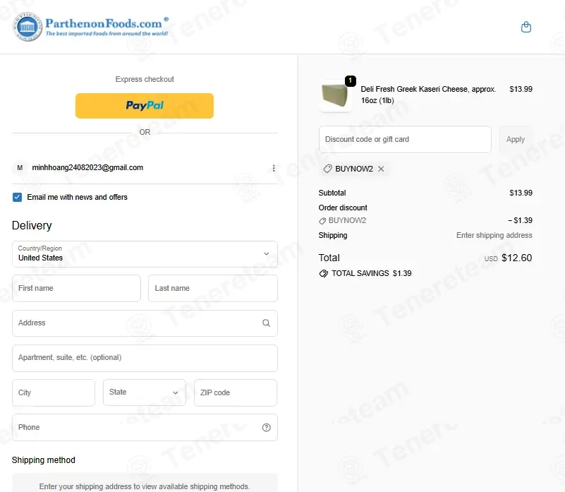 Parthenon Foods coupon code: 10% off with BUYNOW2. Tested and valid as 3 months ago.