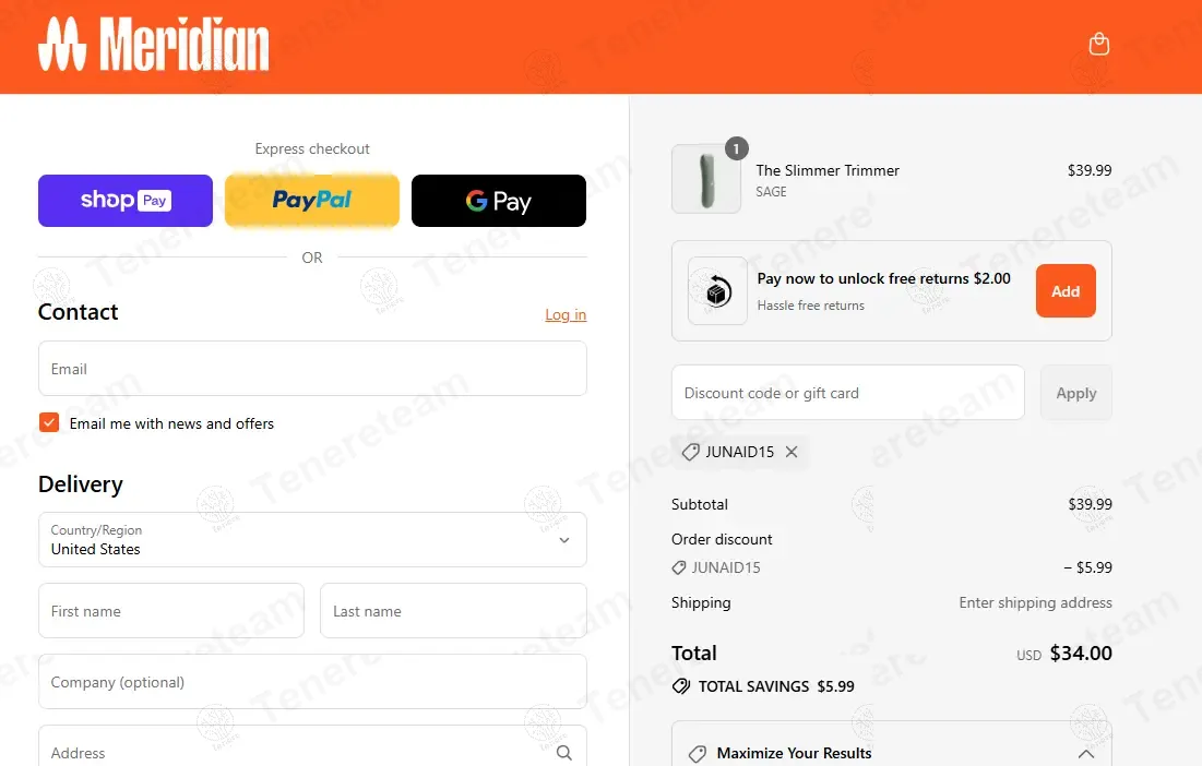Meridian Grooming coupon code: 15% off with JUNAID15. Tested and valid as 10 months ago.