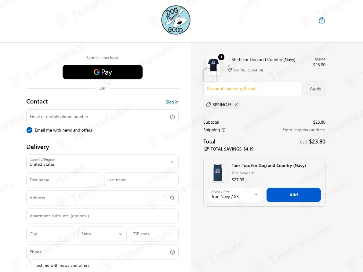 Dog Is Good coupon code: 15% off with SPRING15. Tested and valid as 1 month ago.