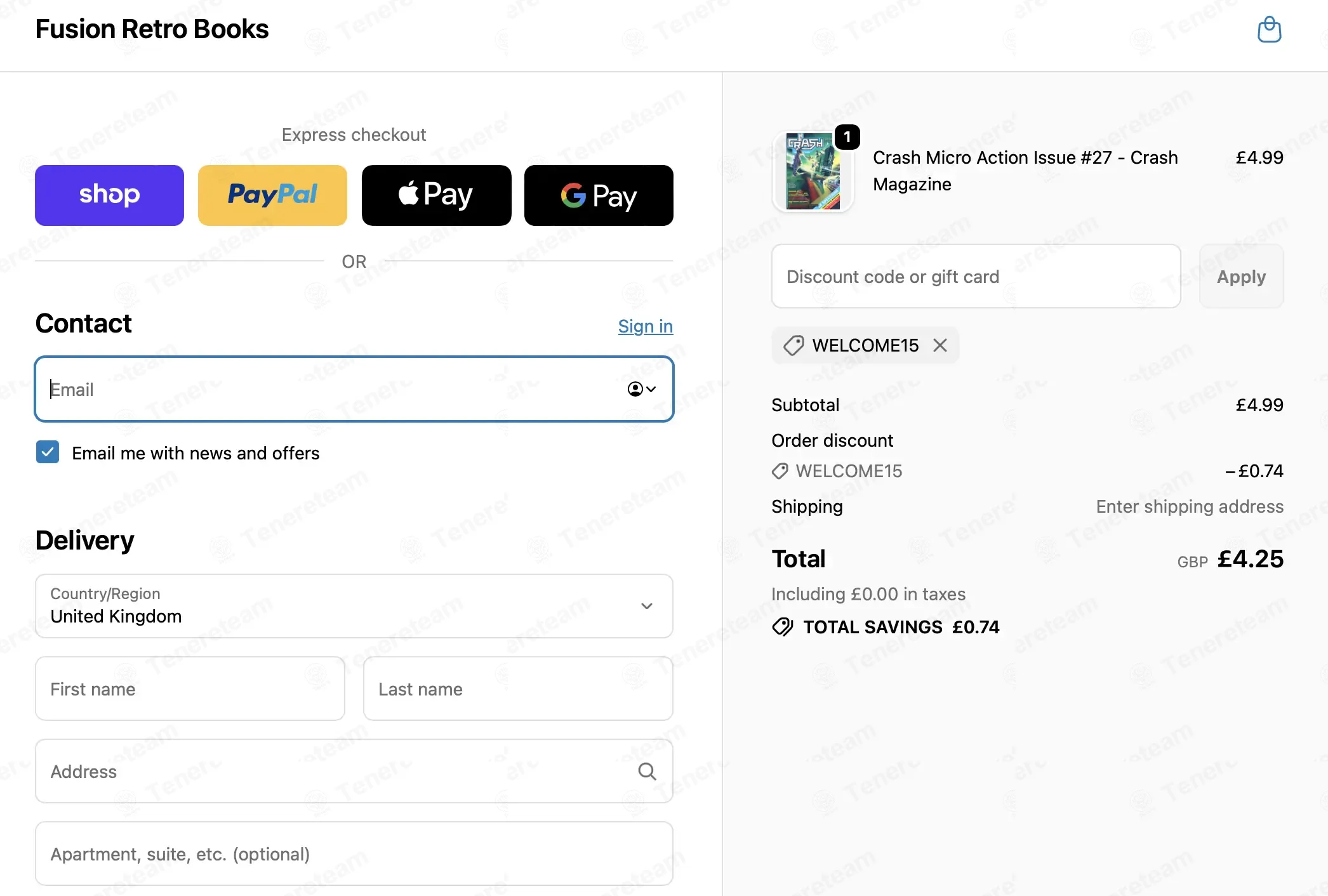 Fusion Retro Books coupon code: 15% off with WELCOME15. Tested and valid as 2 weeks ago.