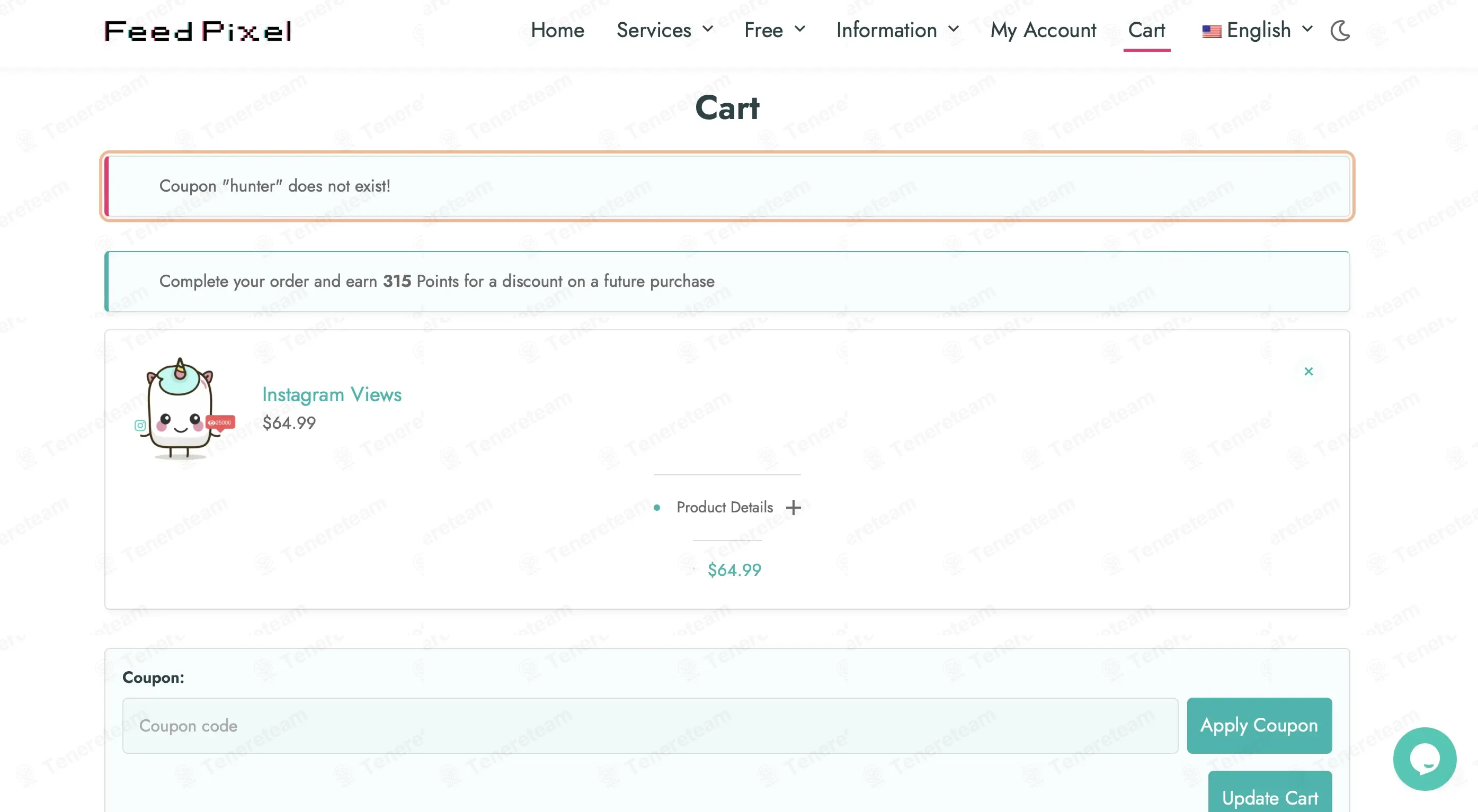 FeedPixel coupon code: 20% off with HUNTER. Tested and valid as 2 months ago.