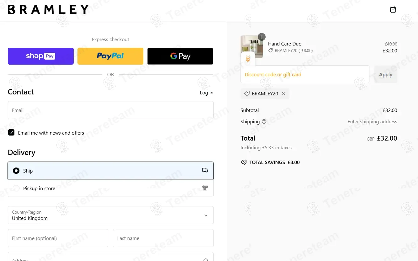 Bramley Products coupon code: 20% off with BRAMLEY20. Tested and valid as 9 months ago.