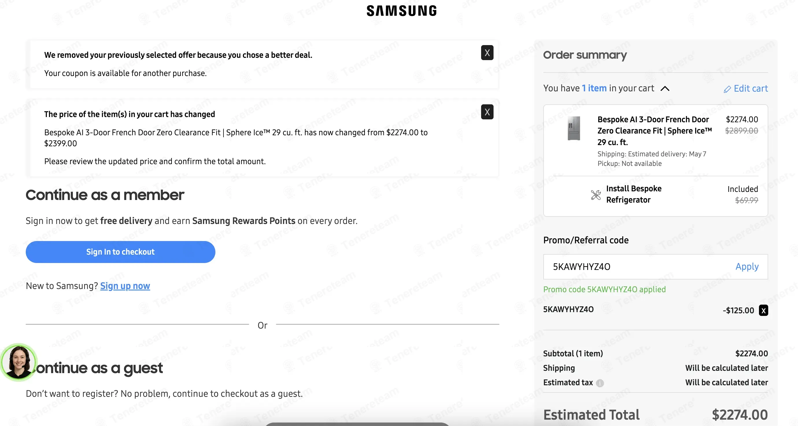 Samsung coupon code: $125 off with 5KAWYHYZ4O. Tested and valid as 1 month ago.