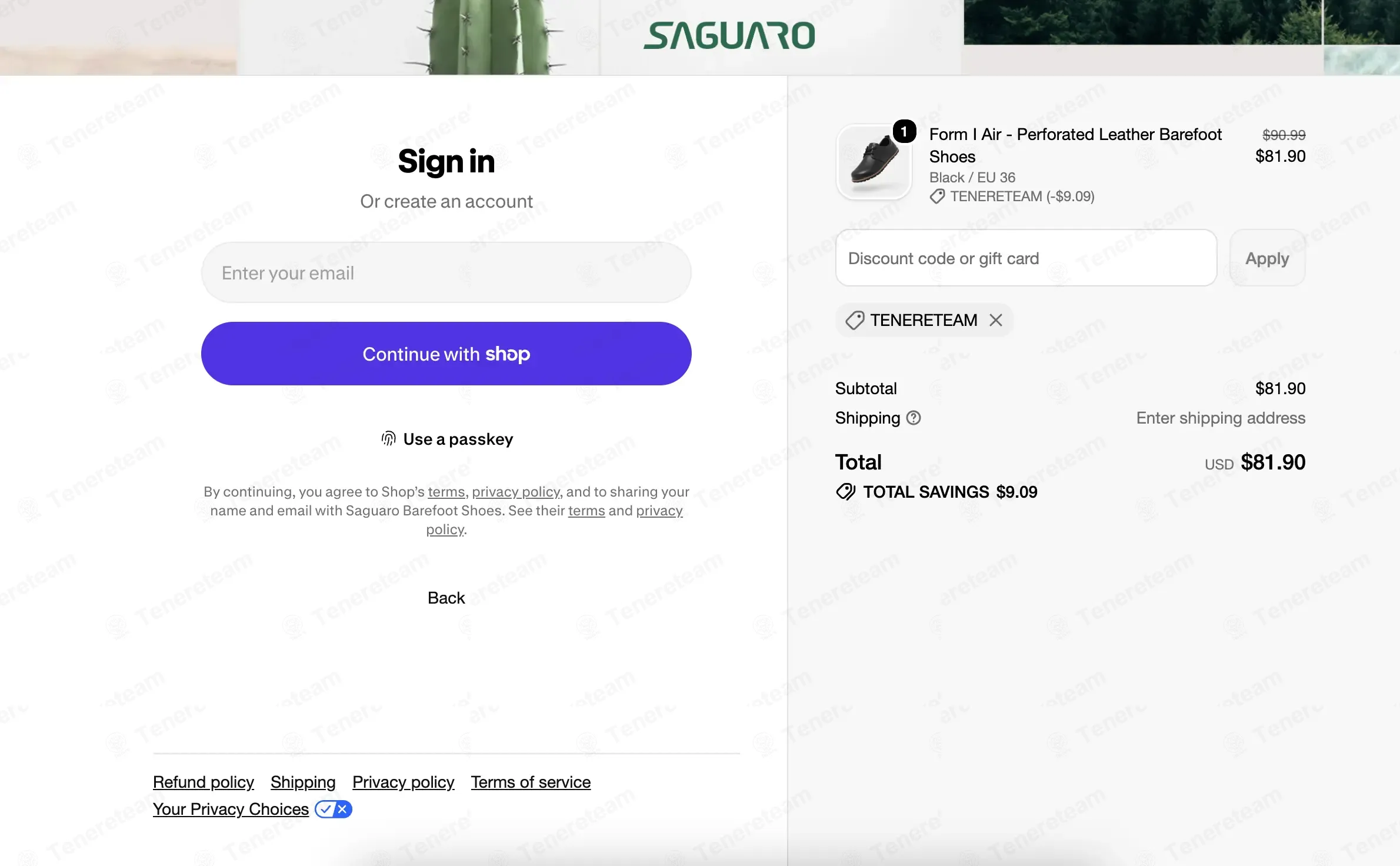 Saguaro Shoes coupon code: 10% off with TENERETEAM. Tested and valid as 1 month ago.