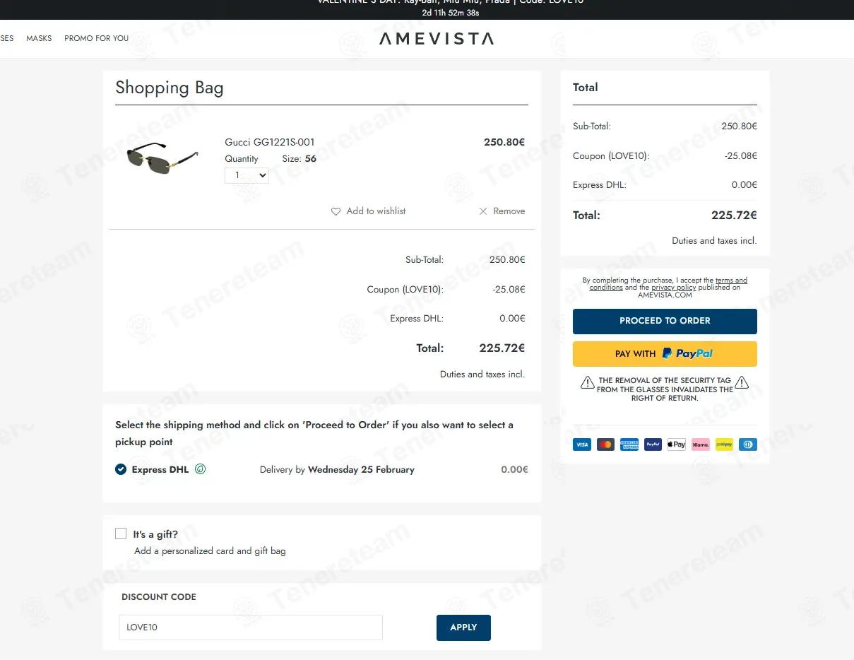 Amevista coupon code: 10% off with LOVE10. Tested and valid as 1 month ago.