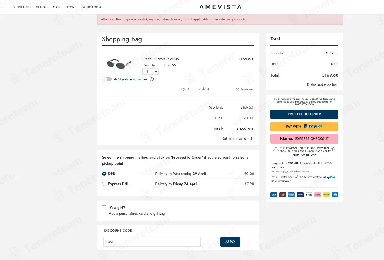 Amevista coupon code: 10% off with LOVE10. Tested and valid as 1 month ago.