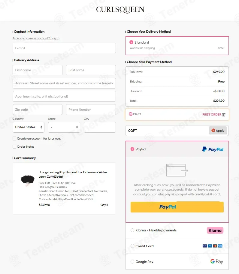 CurlsQueen coupon code: $10 off with CQFT. Tested and valid as 1 week ago.
