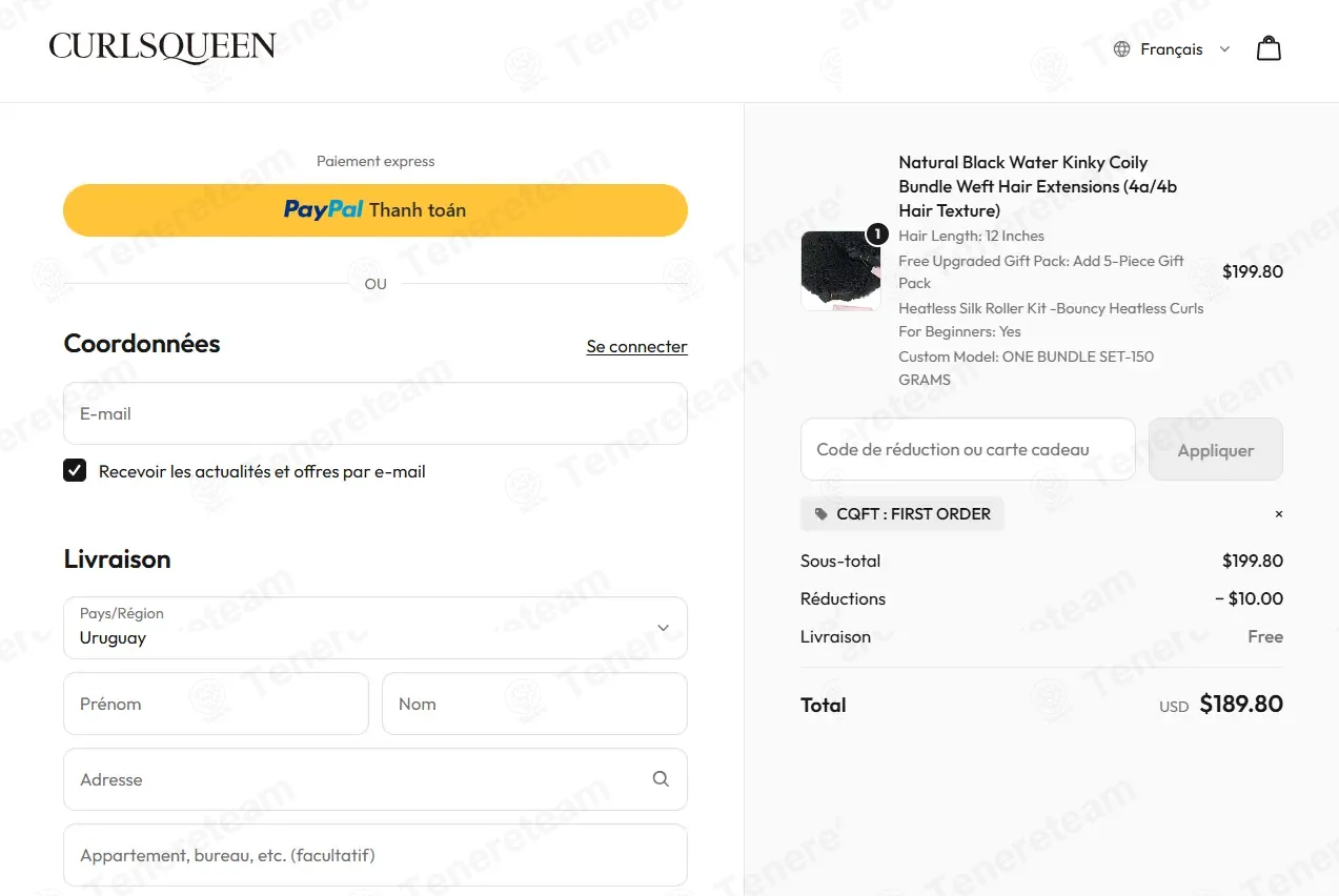 CurlsQueen coupon code: $10 off with CQFT. Tested and valid as 1 week ago.