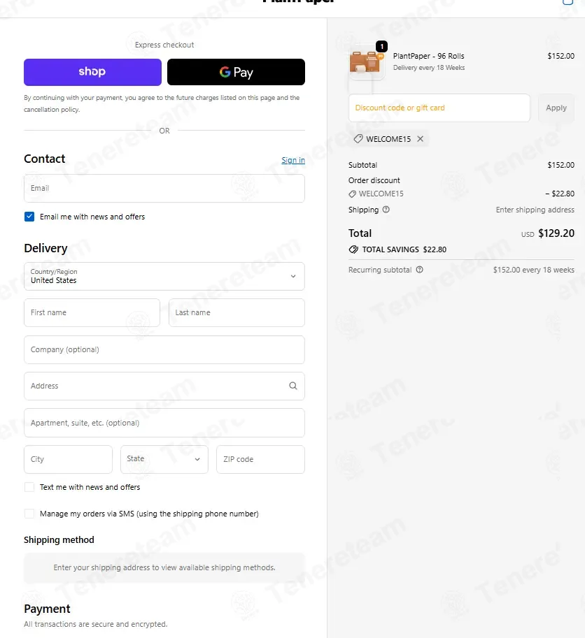 Plant Paper coupon code: 15% off with WELCOME15. Tested and valid as 4 months ago.