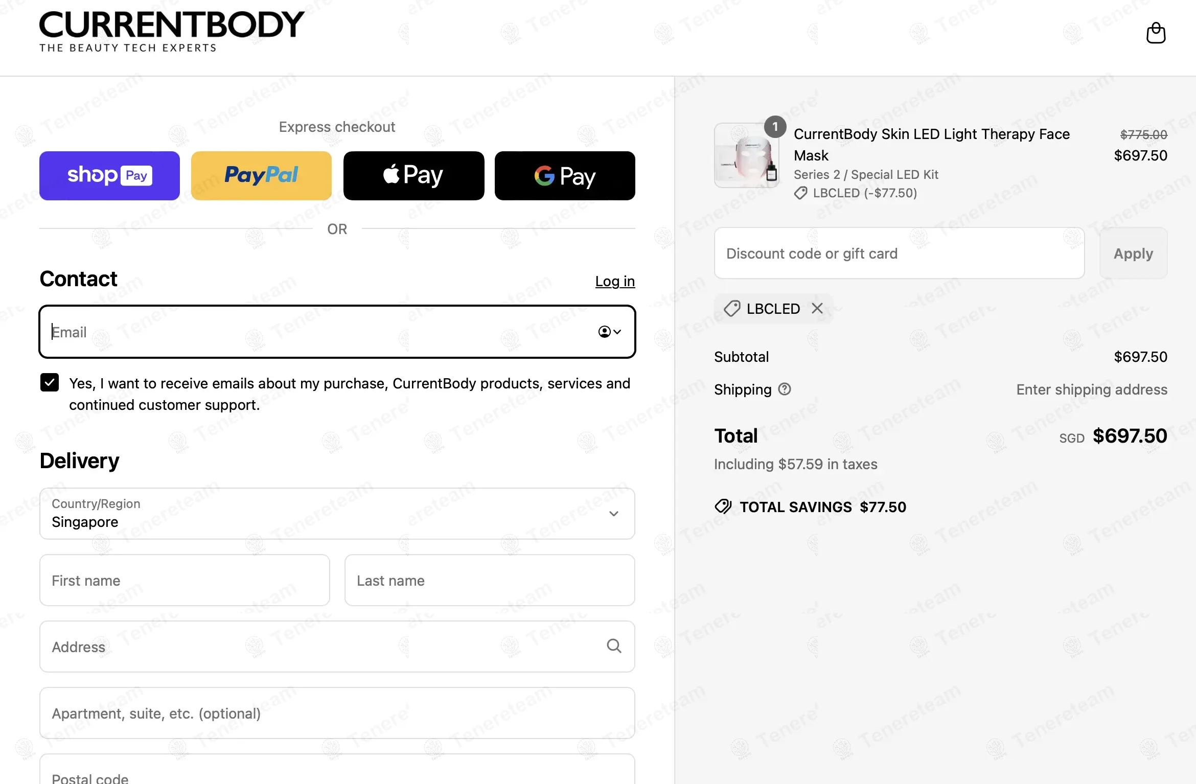 CurrentBody SG apply coupon code