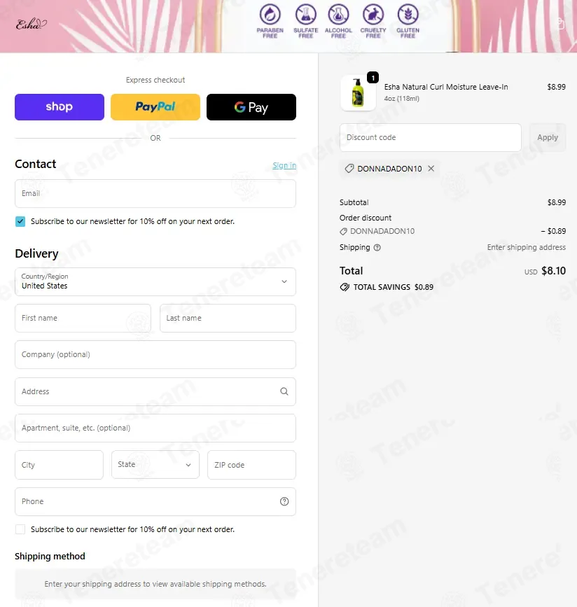 Esha Girl coupon code: 10% off with DONNADADON10. Tested and valid as 1 month ago.