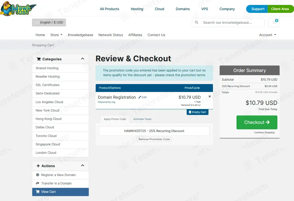 Hawk Host coupon code: 25% off with HAWKHOST25. Tested and valid as 1 day ago.