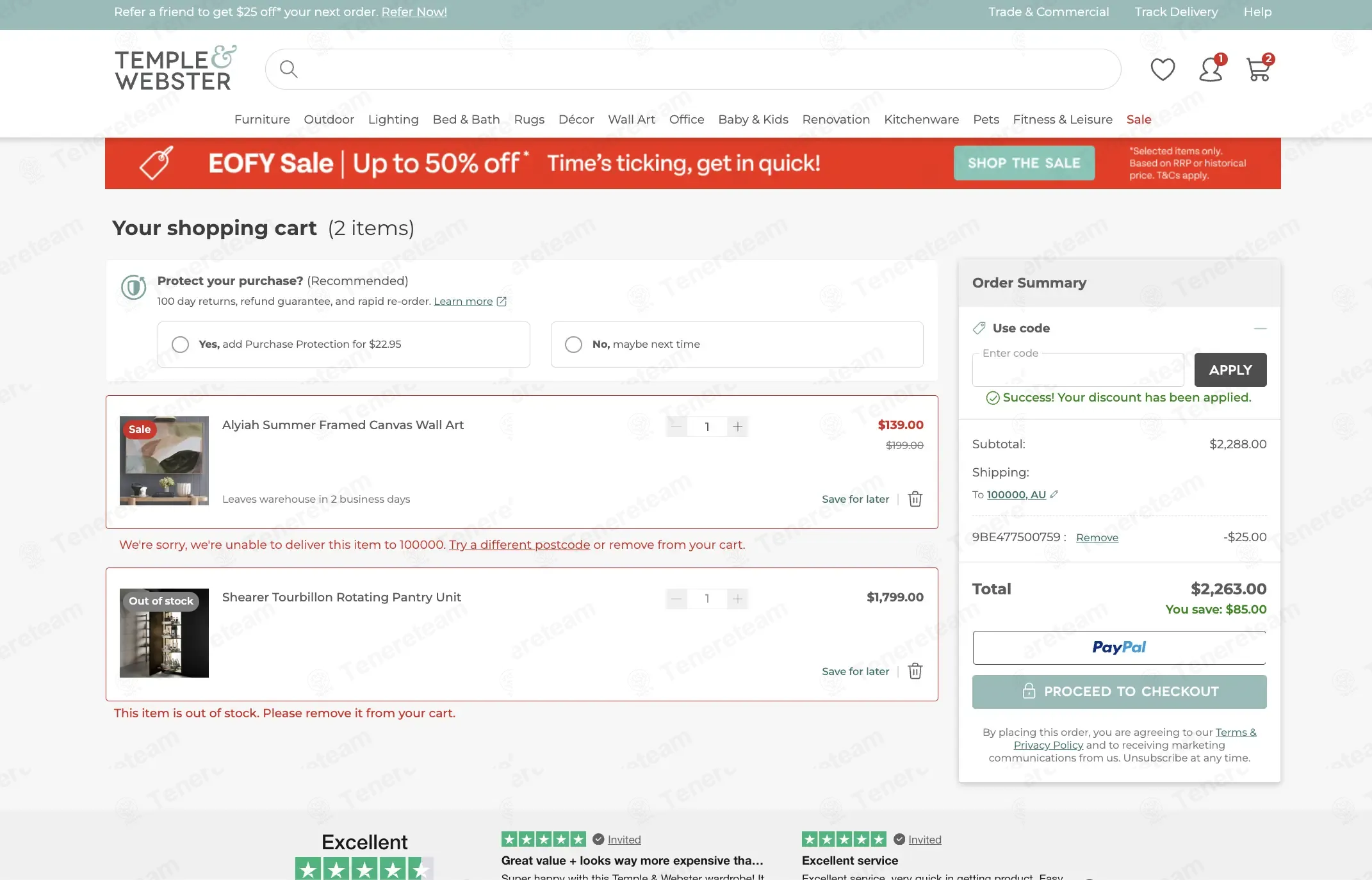 Temple And Webster AU apply coupon code