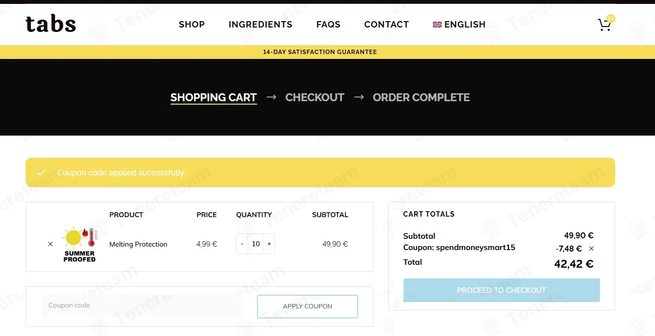 Tabs Chocolate EU coupon code: 15% off with spendmoneysmart15. Tested and valid as 1 week ago.