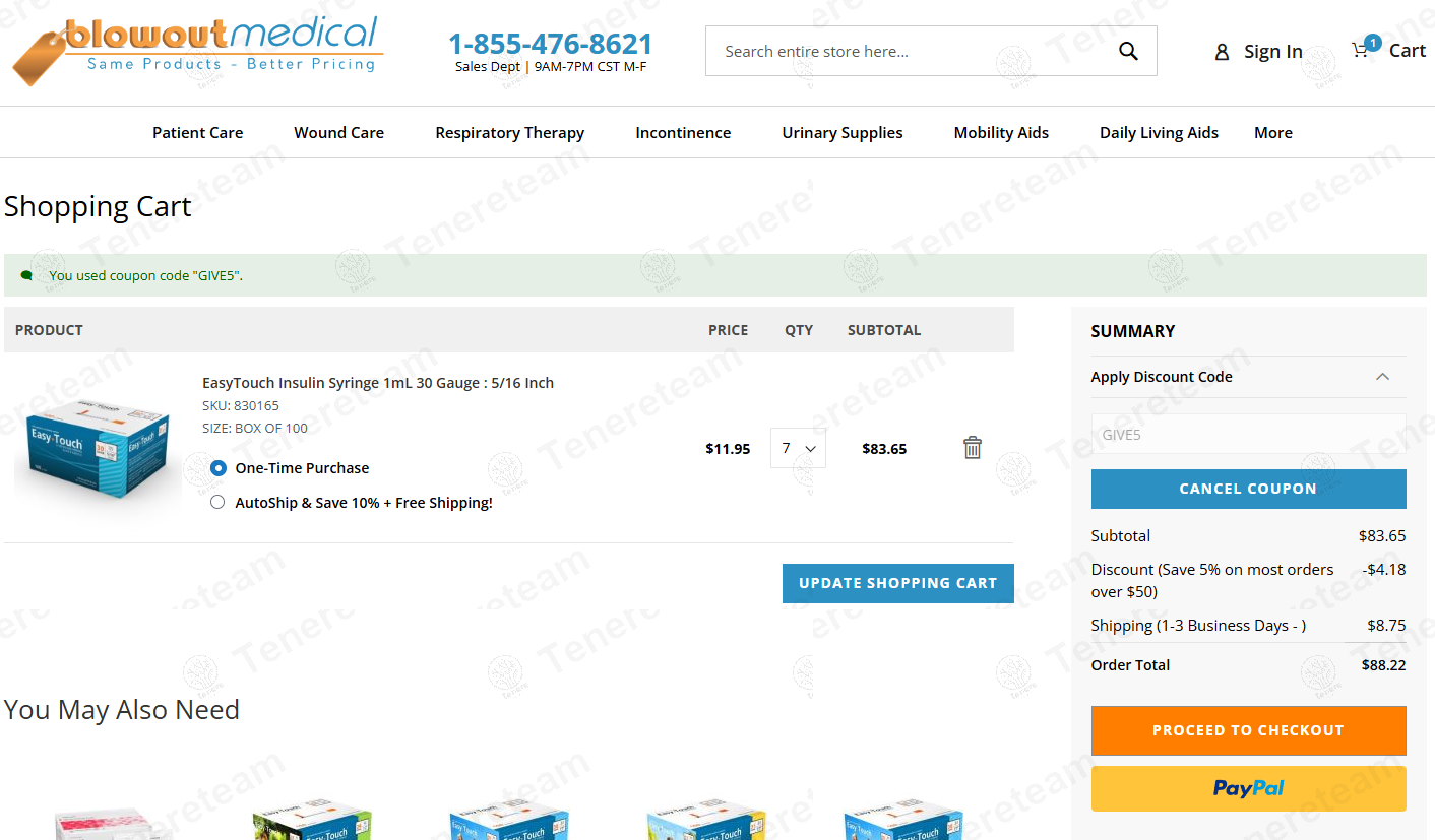 Blowout Medical coupon code: 5% off with GIVE5. Tested and valid as 1 year ago.