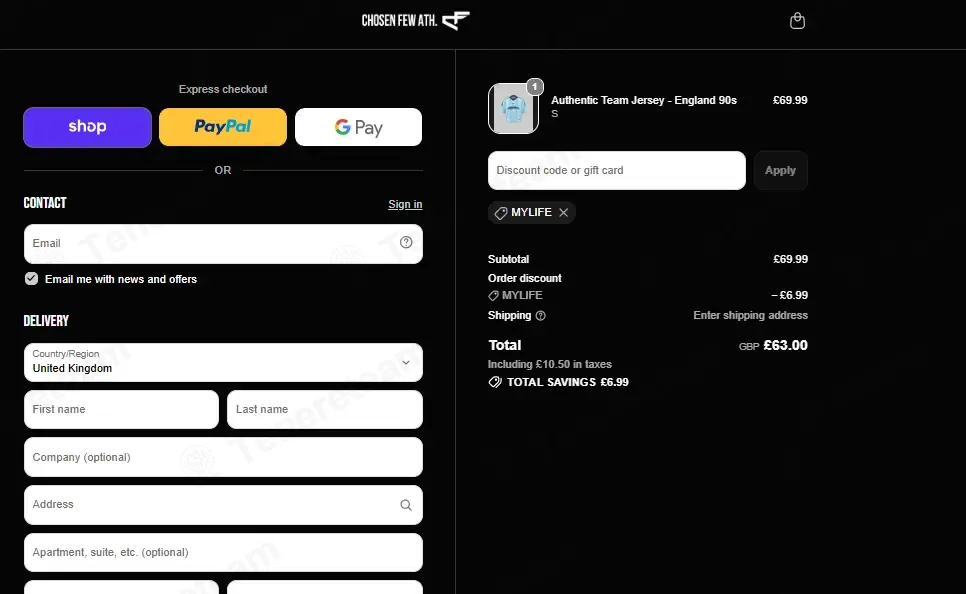 Chosen Few Athletics coupon code: 10% off with MYLIFE. Tested and valid as 1 month ago.