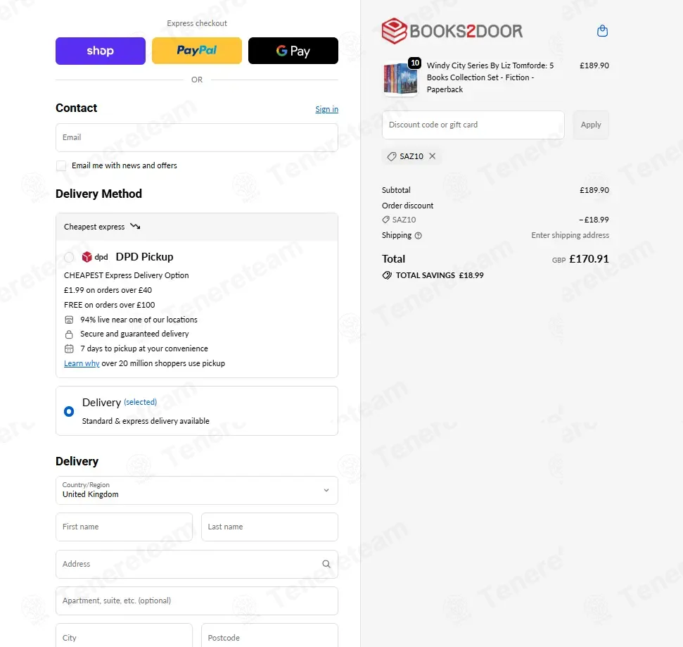 Books2door coupon code: 10% off with SAZ10. Tested and valid as 2 months ago.