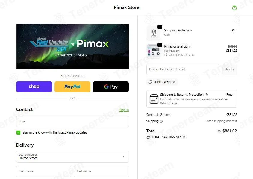 Pimax coupon code: 3% off with SUPEROPEN. Tested and valid as 2 months ago.