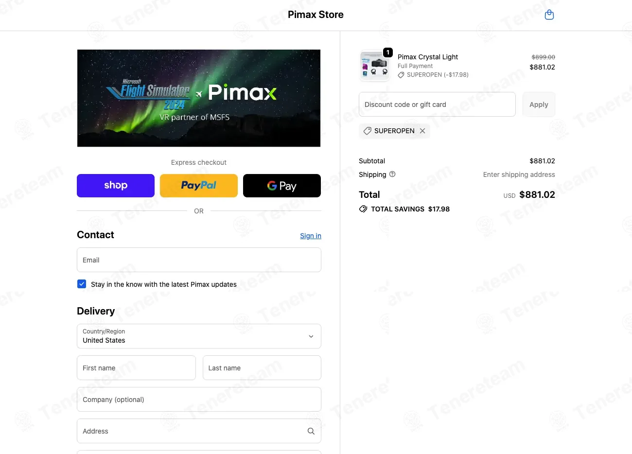 Pimax coupon code: 3% off with SUPEROPEN. Tested and valid as 2 months ago.