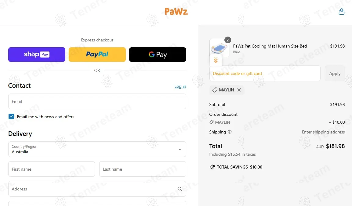 PetPaWz AU coupon code: $10 off with MAYLIN. Tested and valid as 1 year ago.