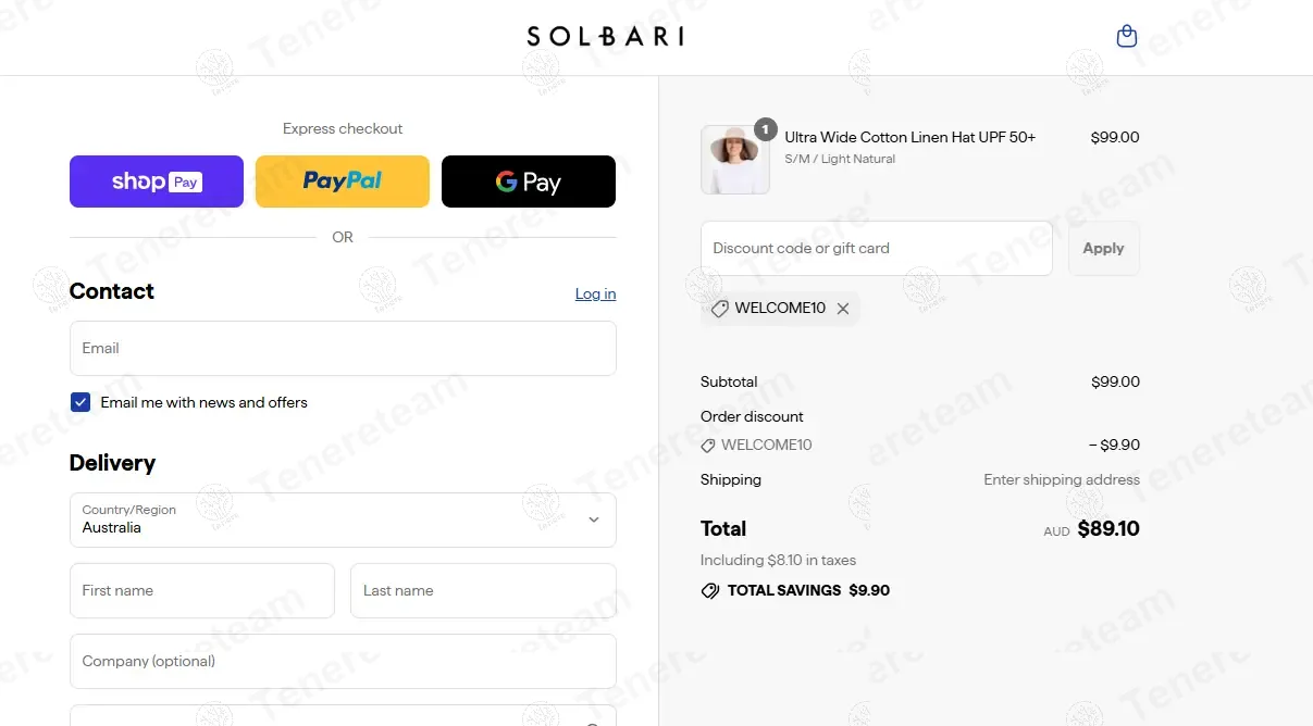 Solbari coupon code: 10% off with WELCOME10. Tested and valid as 10 months ago.
