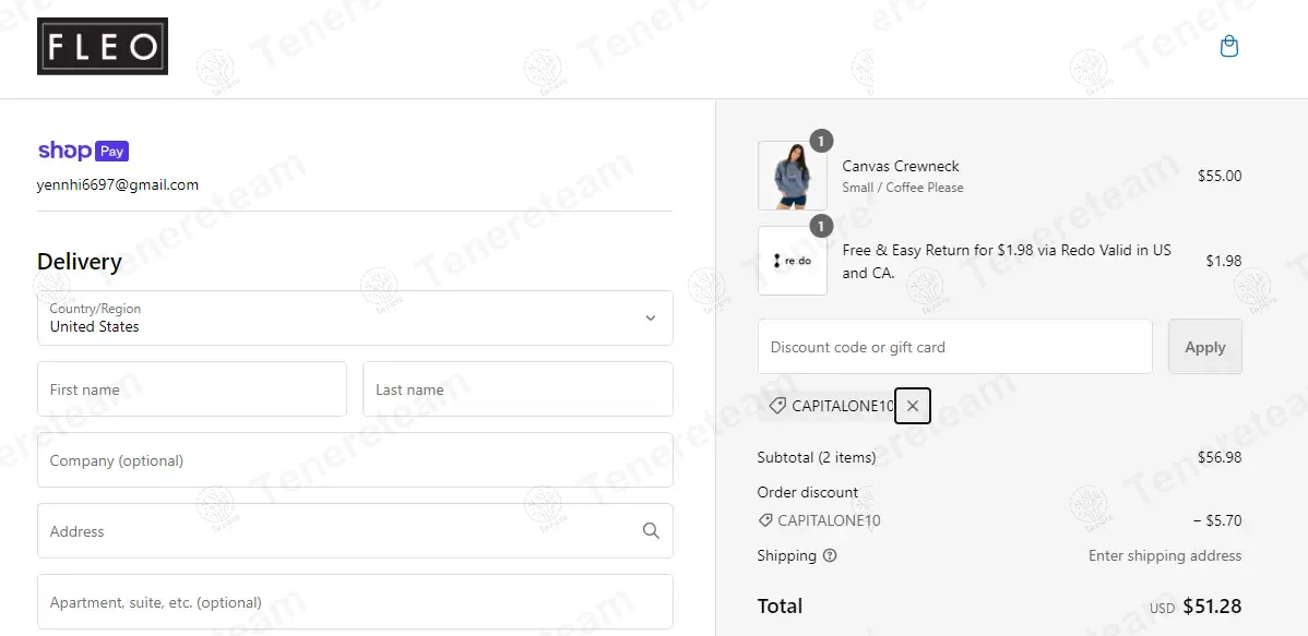 Fleo coupon code: 10% off with CAPITALONE10. Tested and valid as 1 year ago.
