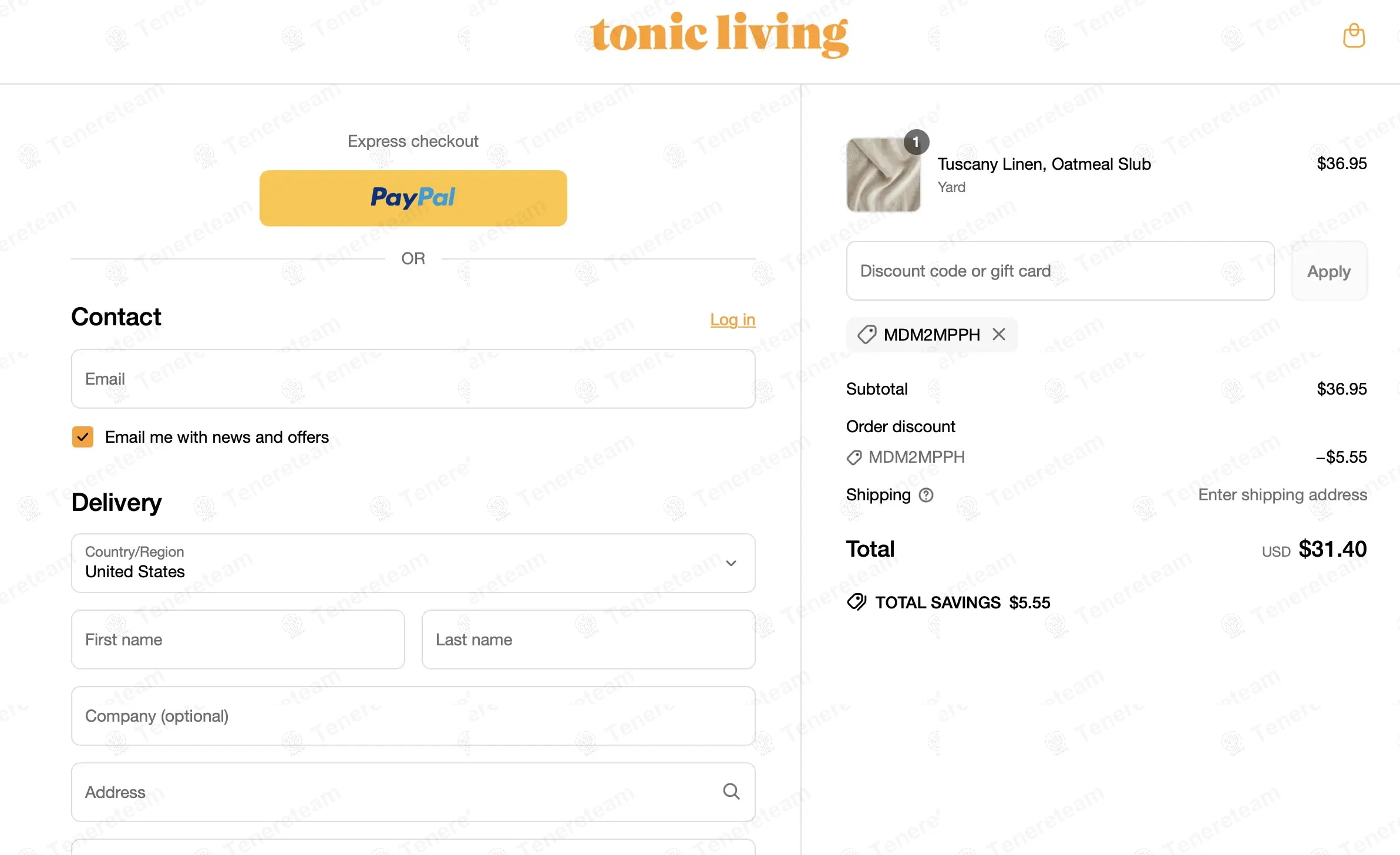 Tonic Living apply coupon code