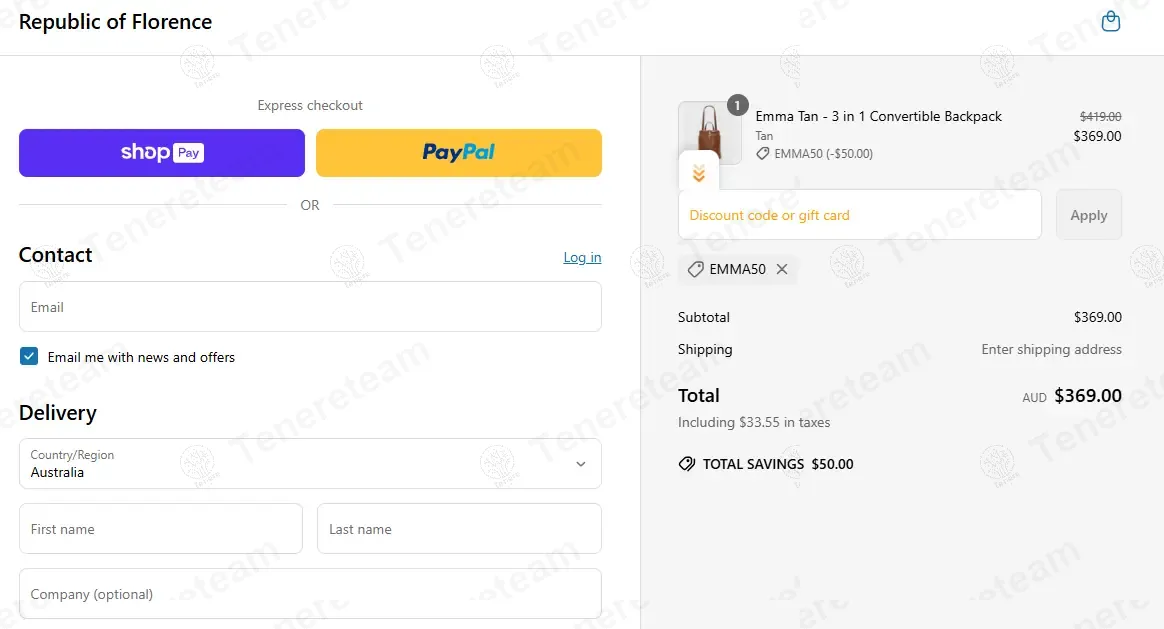 Republic of Florence apply coupon code