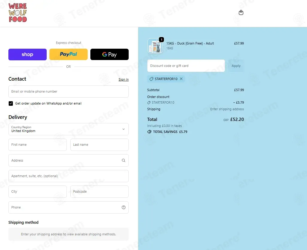 Were Wolf Food coupon code: 10% off with STARTERFOR10. Tested and valid as 1 month ago.