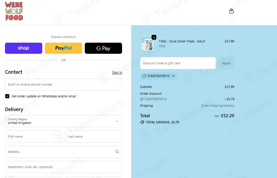 Were Wolf Food coupon code: 10% off with STARTERFOR10. Tested and valid as 1 month ago.