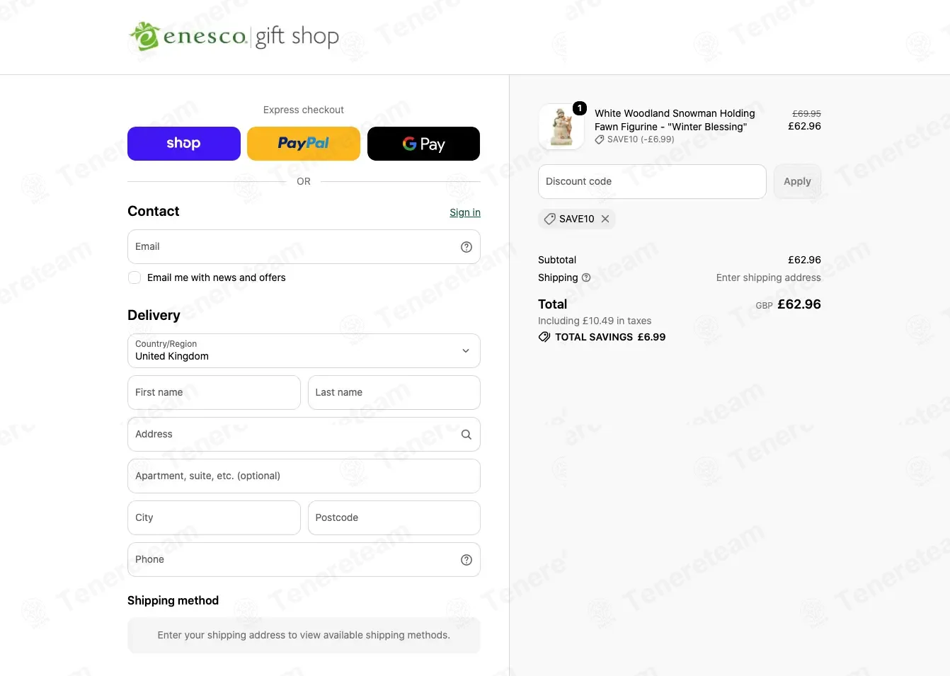 Enesco Shop UK coupon code: 10% off with SAVE10. Tested and valid as 2 days ago.