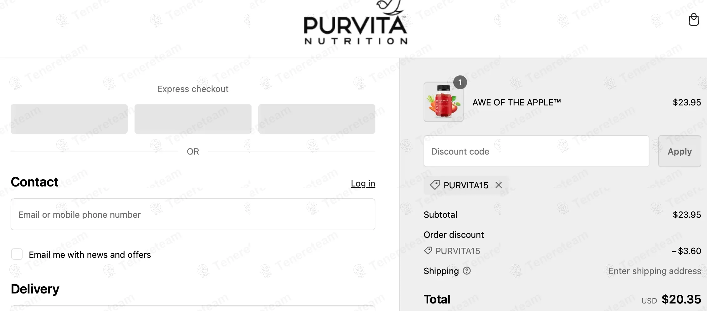 Purvita Nutrition coupon code: 15% off with Purvita15. Tested and valid as 1 year ago.