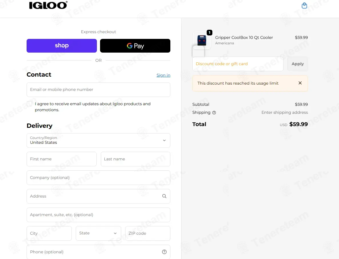 Igloo Coolers coupon code: 10% off with ATTNQRD7JQ. Tested and valid as 2 months ago.