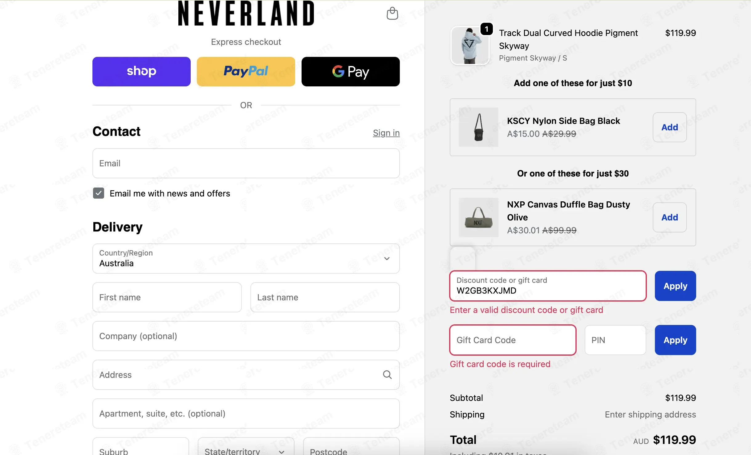 Neverland Store AU coupon code: 15% off with W2GB3KXJMD. Tested and valid as 2 months ago.