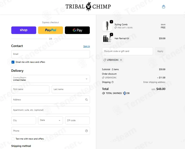 Tribal Chimp coupon code: 20% off with URBANOAK. Tested and valid as 6 days ago.
