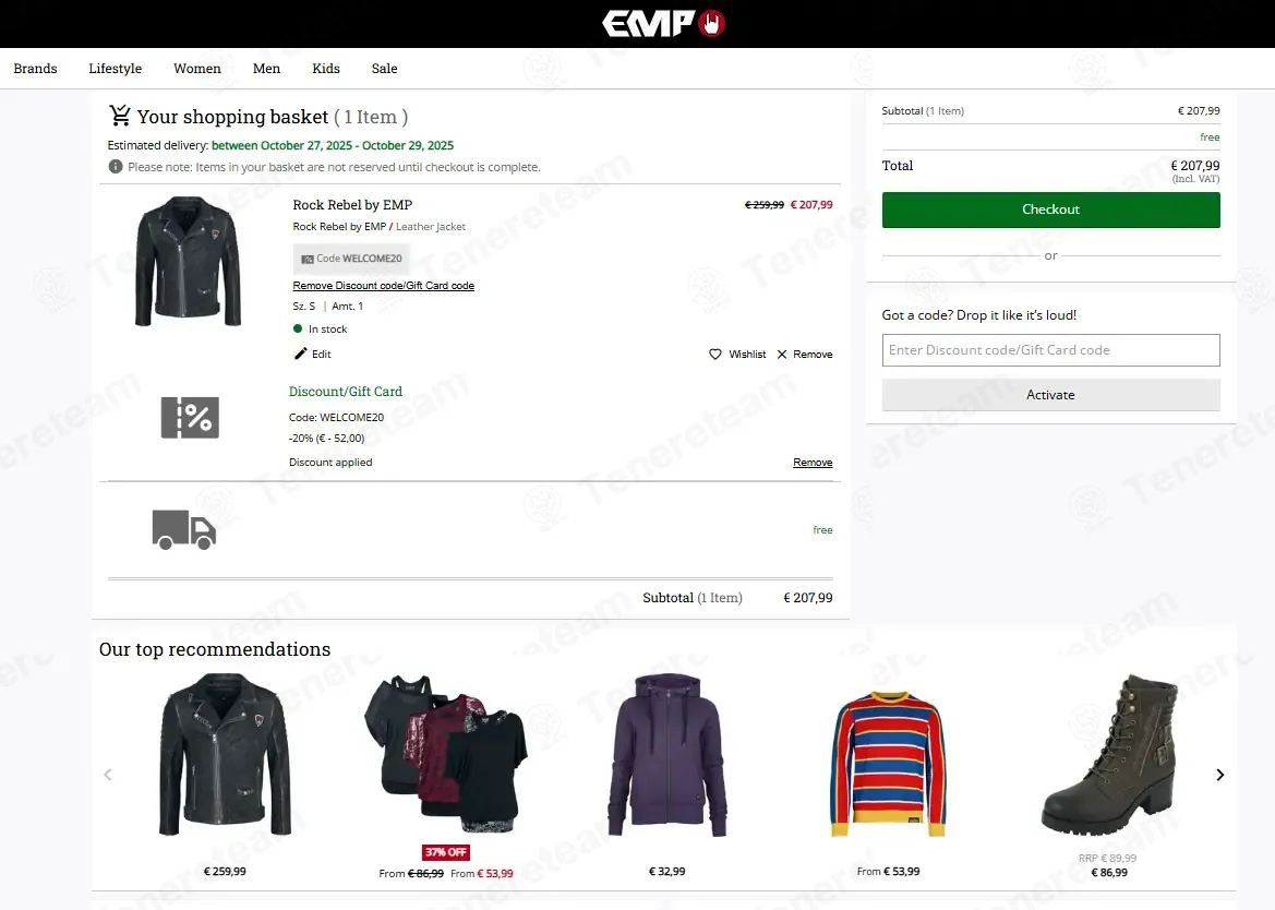 Emp Online coupon code: 20% off with WELCOME20. Tested and valid as 8 months ago.
