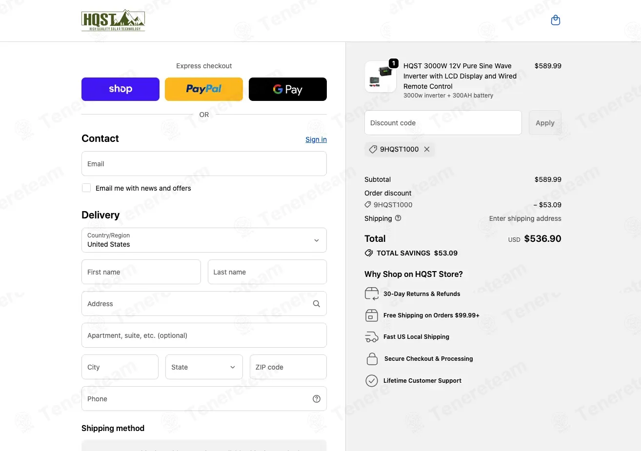 Hqst Solar Power coupon code re-checked and confirmed working at checkout