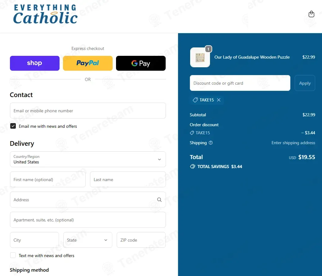 Everything Catholic coupon code: 15% off with TAKE15. Tested and valid as 8 months ago.