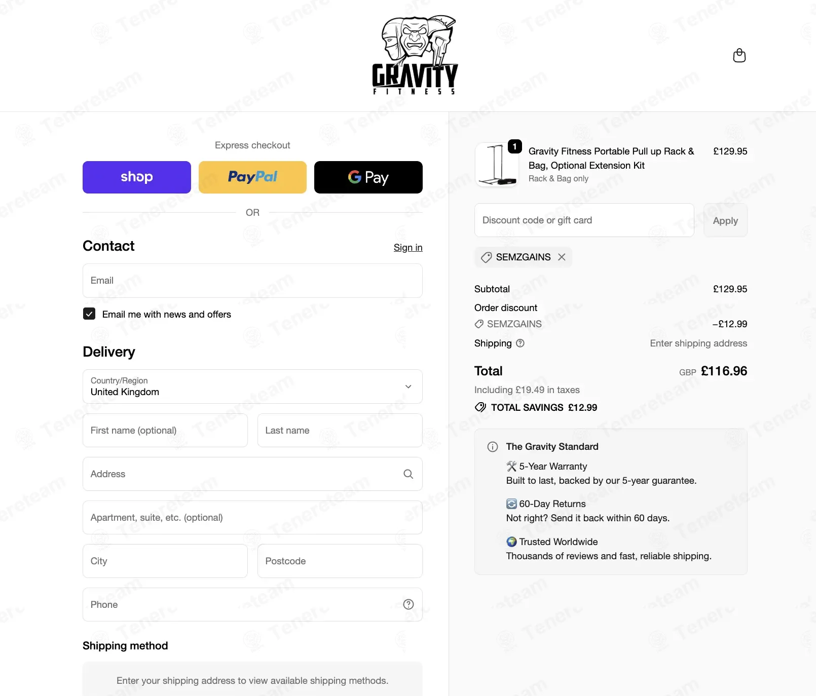 Gravity Fitness coupon code: 10% off with SEMZGAINS. Tested and valid as 3 months ago.