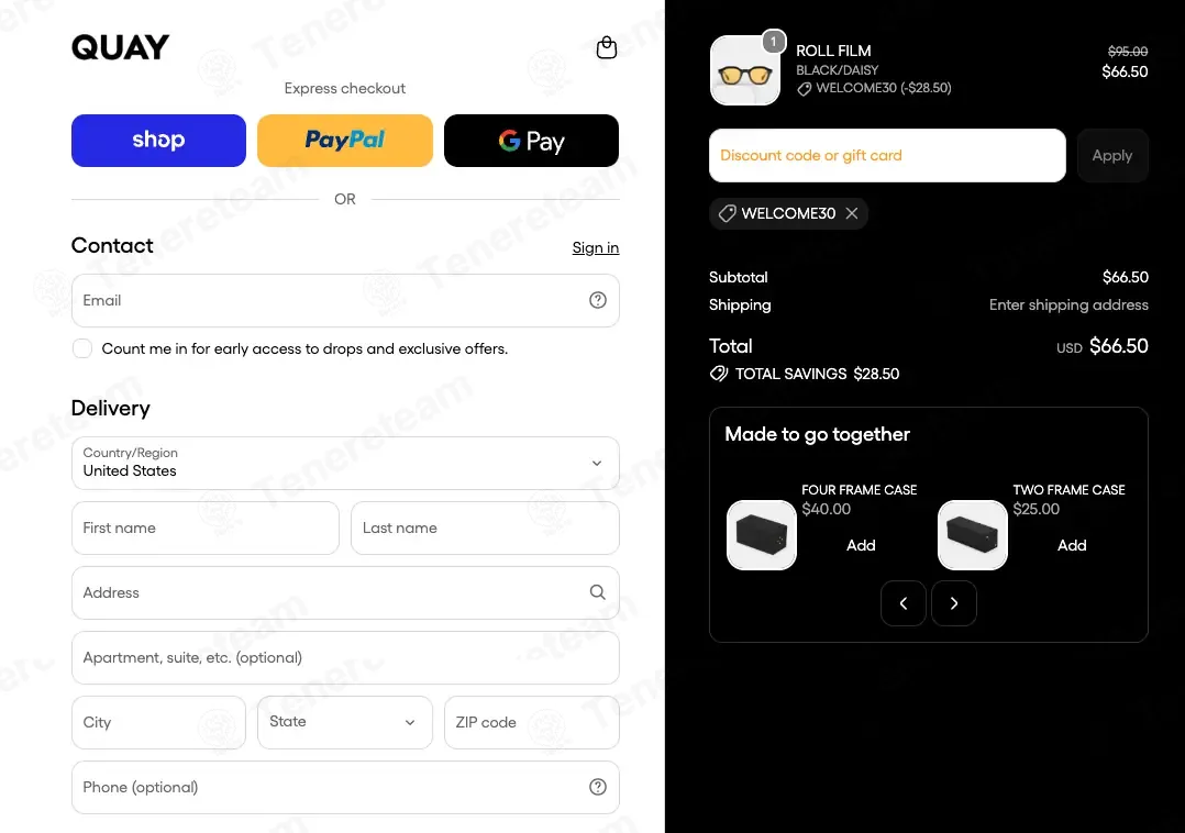 Quay coupon code: 30% off with WELCOME30. Tested and valid as 3 weeks ago.