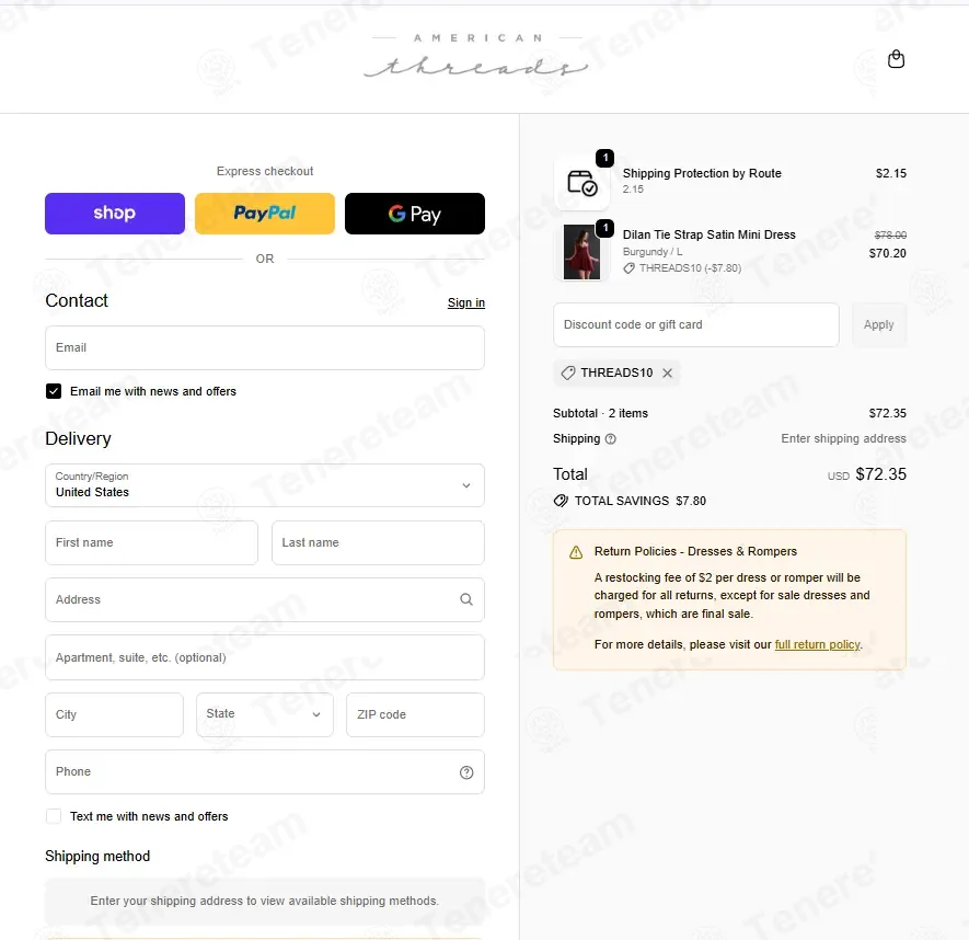 Shopamericanthreads.com coupon code: 10% off with THREADS10. Tested and valid as 6 months ago.