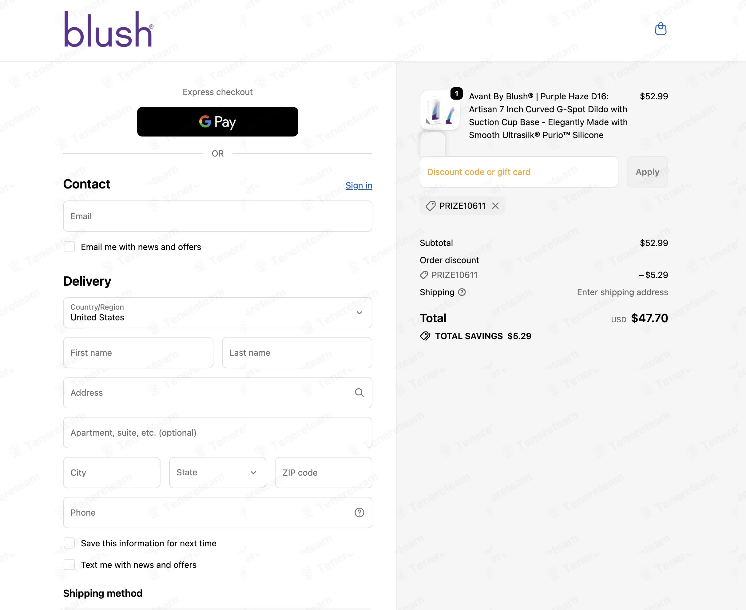 Blush Vibe coupon code: 10% off with PRIZE10611. Tested and valid as 2 weeks ago.