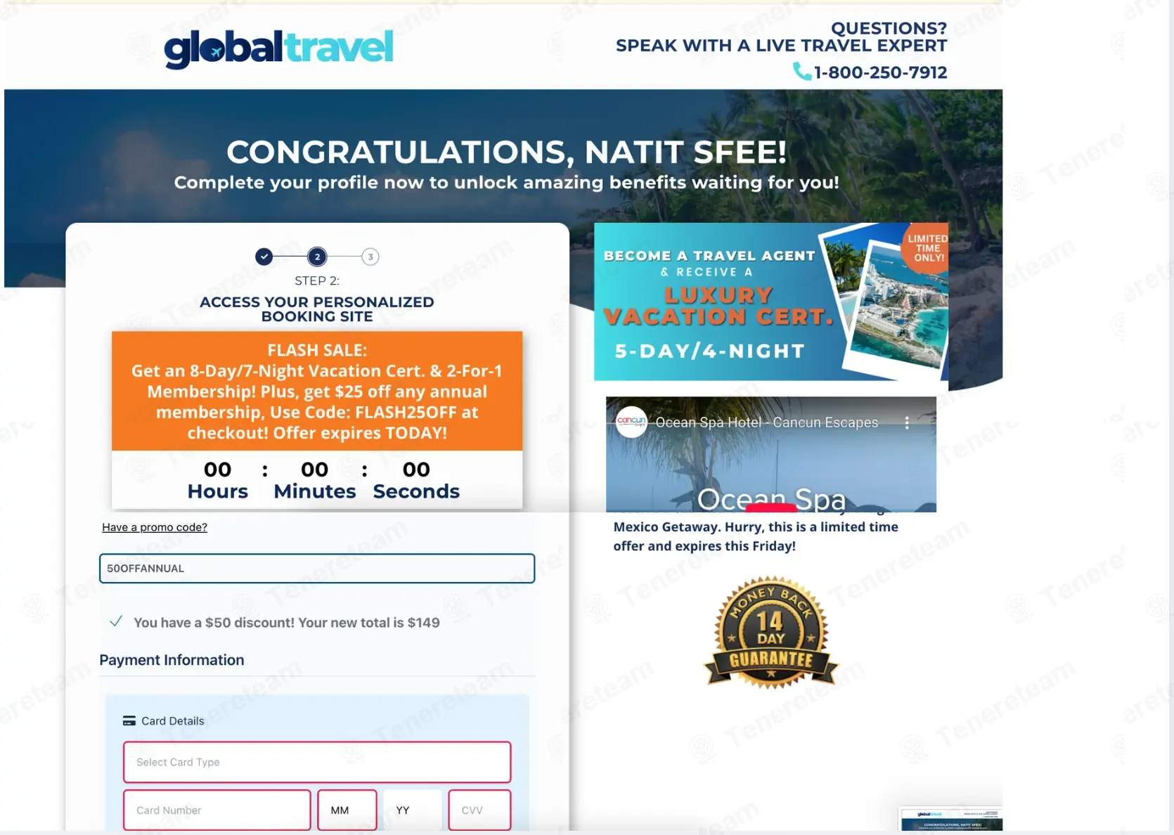 Global Travel coupon code: $50 off with 50OFFANNUAL. Tested and valid as 7 months ago.